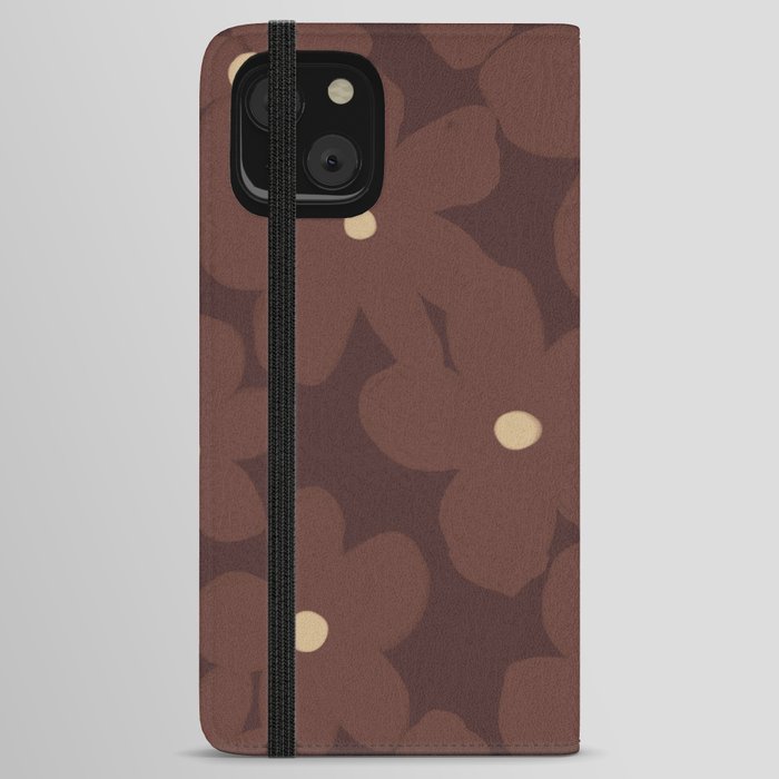 Brown + Tan Eclectic Flowers iPhone Wallet Case