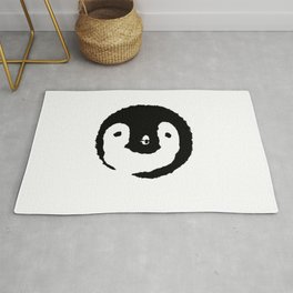 Baby Penguin Face Rug | Children, Animal, Black and White, Digital 
