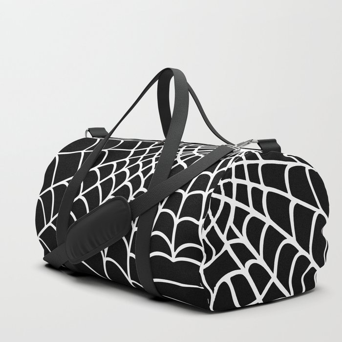 Gothic Spider Web Black White Duffle Bag