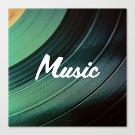 Music on Record. (Green) Canvas Print