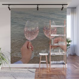 Wine Glass Glitter Sunset Drinks  Wall Mural
