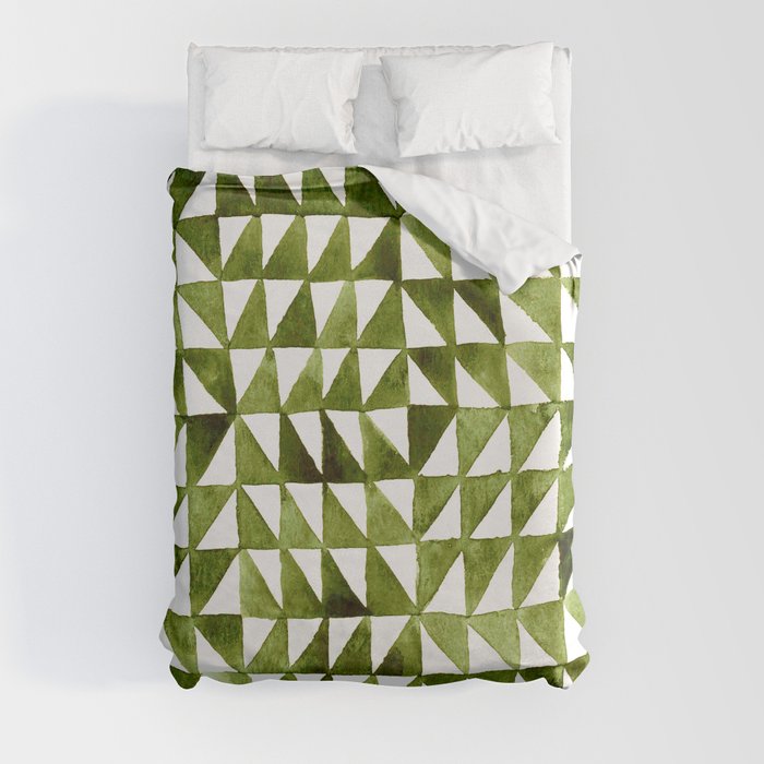 Triangle Grid olive green Duvet Cover