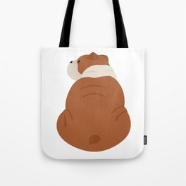 Orange White English Bulldog Back Side Tote Bag