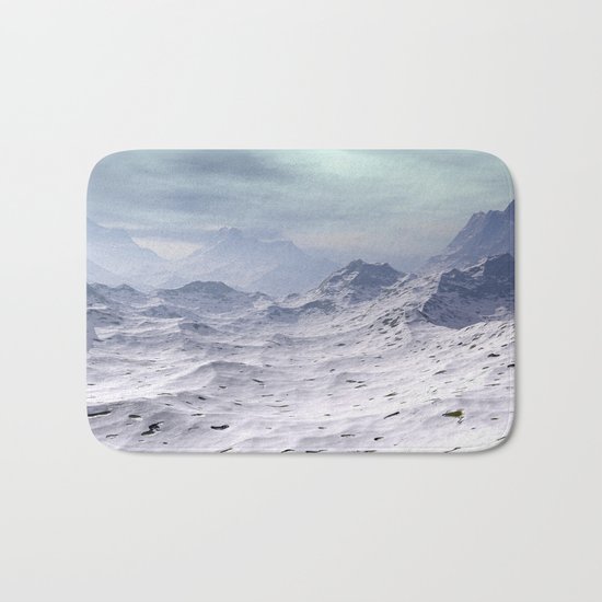 Snow Covered Mountains Bath Mat