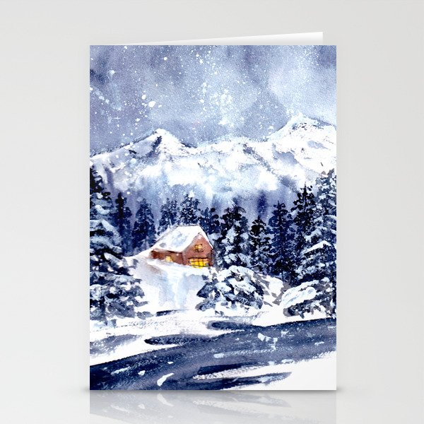 Winter Cabin Stationery Cards