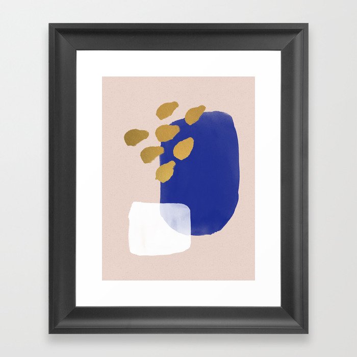 Graphic Stains - Blue Gold Framed Art Print