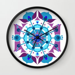 Scandinavian Style Blue and Purple Christmas Pattern Wall Clock