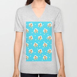 Christmas Pattern Turquoise House Biscuit V Neck T Shirt