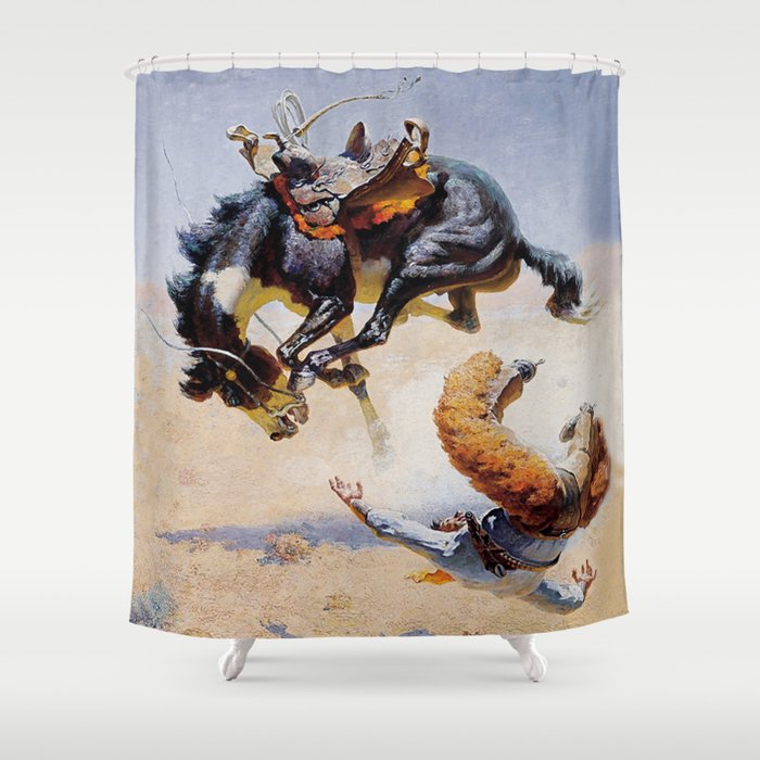 “Bucking Horse” Western Vintage Art Shower Curtain
