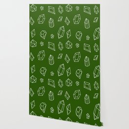 Green and White Gems Pattern Wallpaper