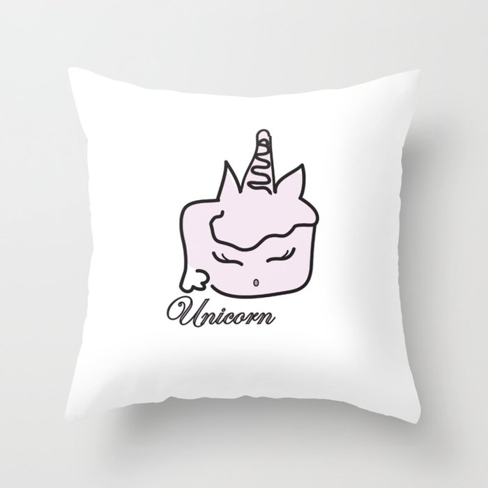 Unicorn digital painting pink white childrens fantasy cute sweet quotes , society6 Throw Pillow