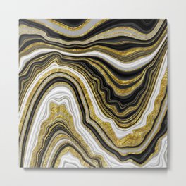 black gold glitter marble art Metal Print