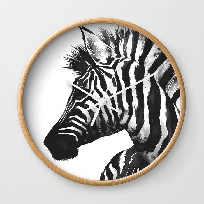 Zebra head - watercolor art Wall Clock