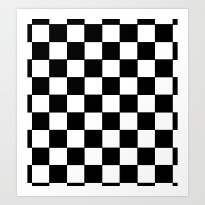 White and Black Checker Pattern  Art Print
