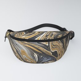 Black and Gold Liquid Marble Fanny Pack