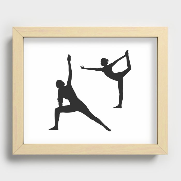 Yoga poses silhouettes Recessed Framed Print
