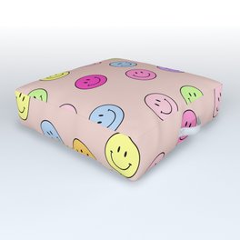 Smiley Face Print Smile Face Happy Smiling Faces Rainbow Colors Pattern Outdoor Floor Cushion