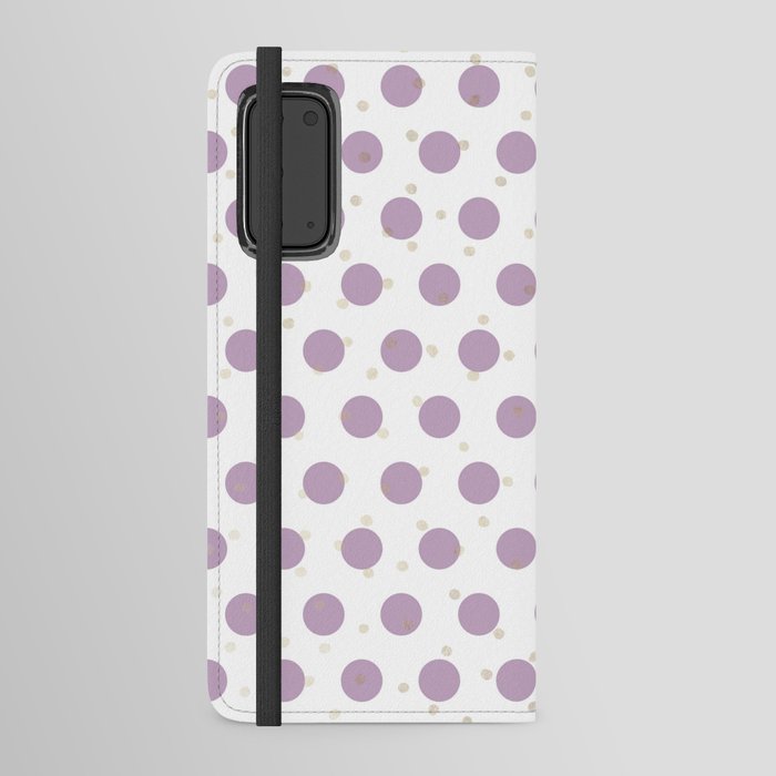 Modern geometric lavender white gold polka dots Android Wallet Case