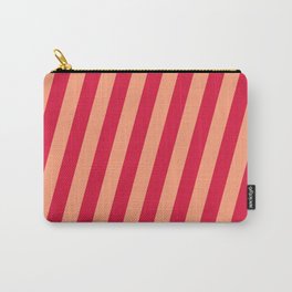 [ Thumbnail: Crimson and Light Salmon Colored Lines Pattern Carry-All Pouch ]