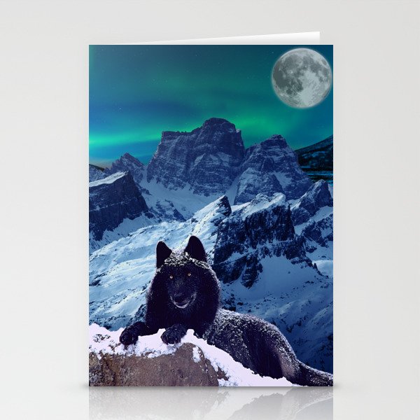 Black Wolf Moon Stationery Cards