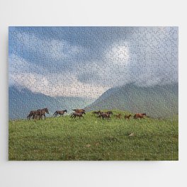 Running horses in the mountains Jigsaw Puzzle
