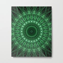 Detailed mandala in light and dark green tones Metal Print