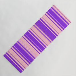 [ Thumbnail: Purple & Pink Colored Stripes/Lines Pattern Yoga Mat ]