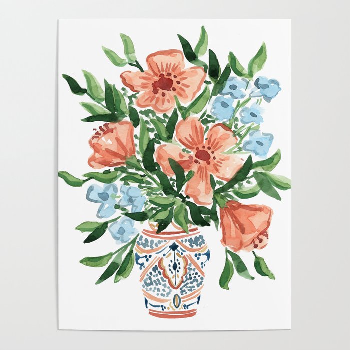 Peachy Florals Poster