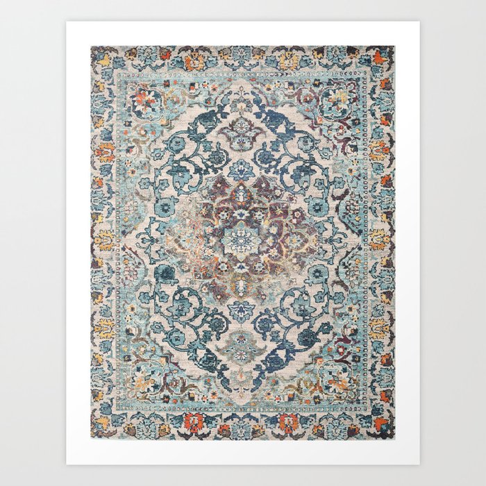 Colorfull retro oriental rug Art Print