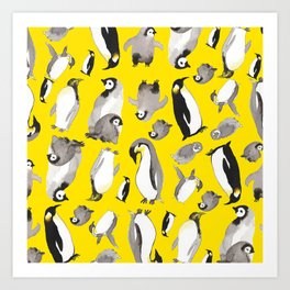 Yellow Penguin Potpourri Art Print