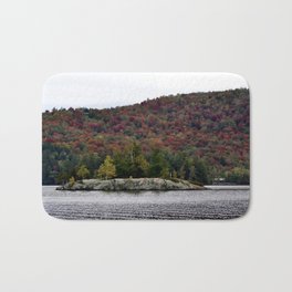 Rock Island in Blue Mountain Lake Bath Mat | Colorfulleaves, Color, Digital, Photo, Fall, Autumn, Rockisland, Bluemountainlake, Adirondacks, Lake 
