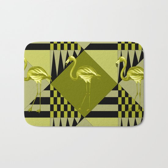 flamingo in green Bath Mat