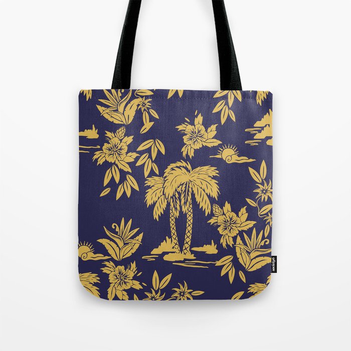 Seamless vintage design designs with Hawaii, tropical, surf, palm tiki mask themed.  Tote Bag