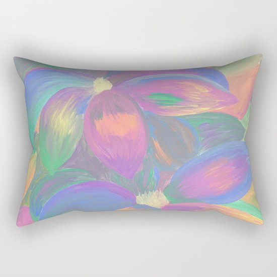 Neon Flower Pattern Rectangular Pillow