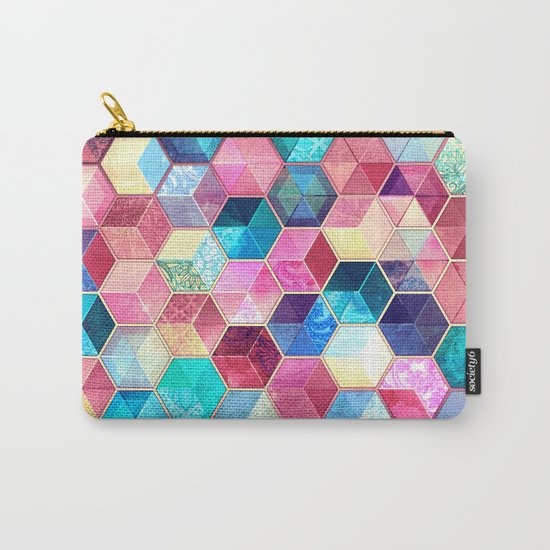 Topaz & Ruby Crystal Honeycomb Cubes Carry-All Pouch