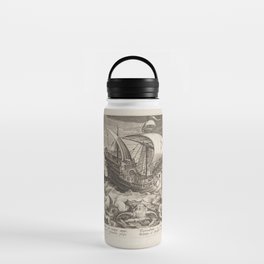 Medieval ship and monsters Water Bottle