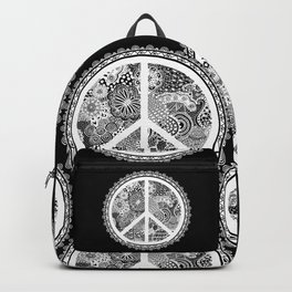 Zen Doodle Peace Symbol Black And White Backpack