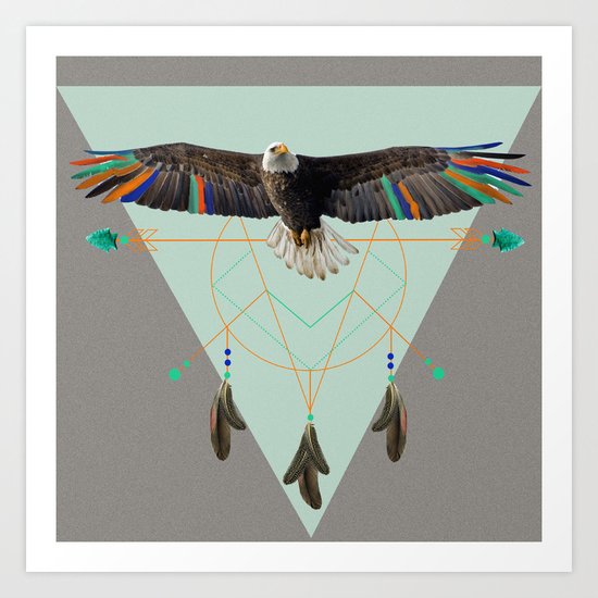 The indian eagle is watching over Po's dreamcatcher Art Print