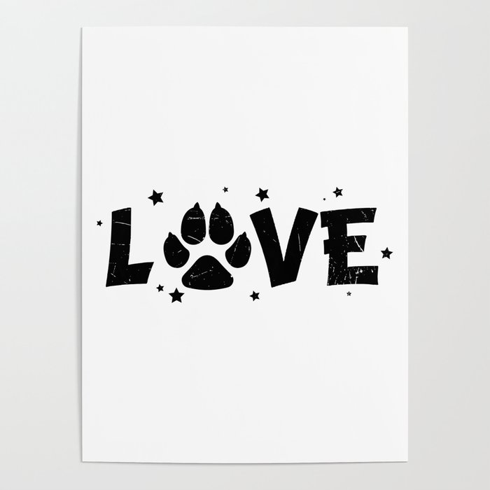 Paw Love Pet Lover Dog Cat Poster