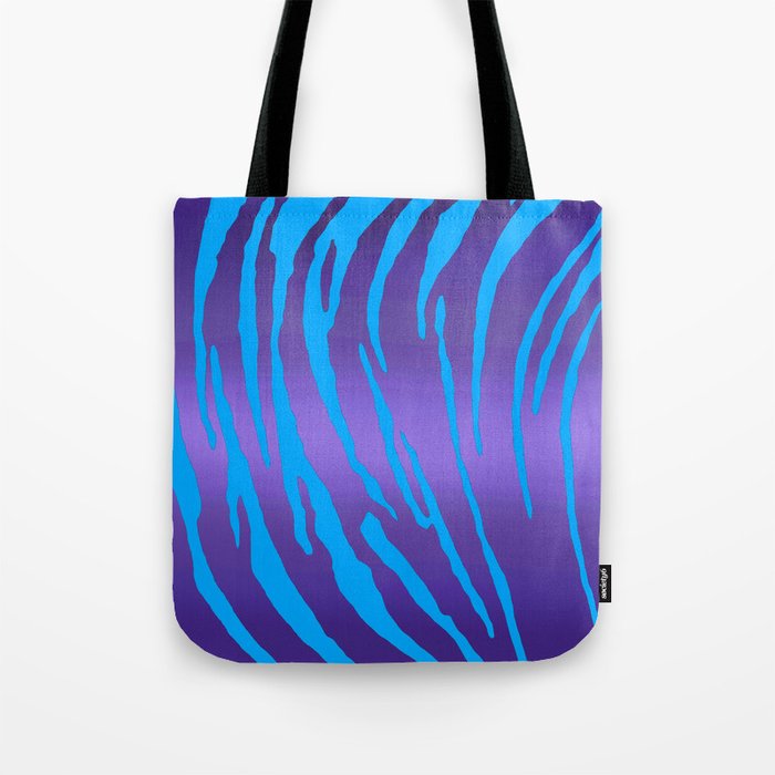 Metallic Tiger Stripes Purple Blue Tote Bag