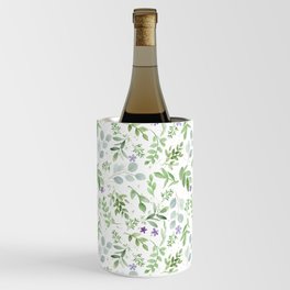 Botanical forest green lavender watercolor floral Wine Chiller