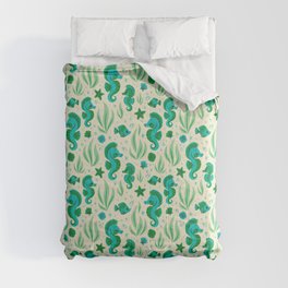 Seahorses (Blue & Green) Comforter