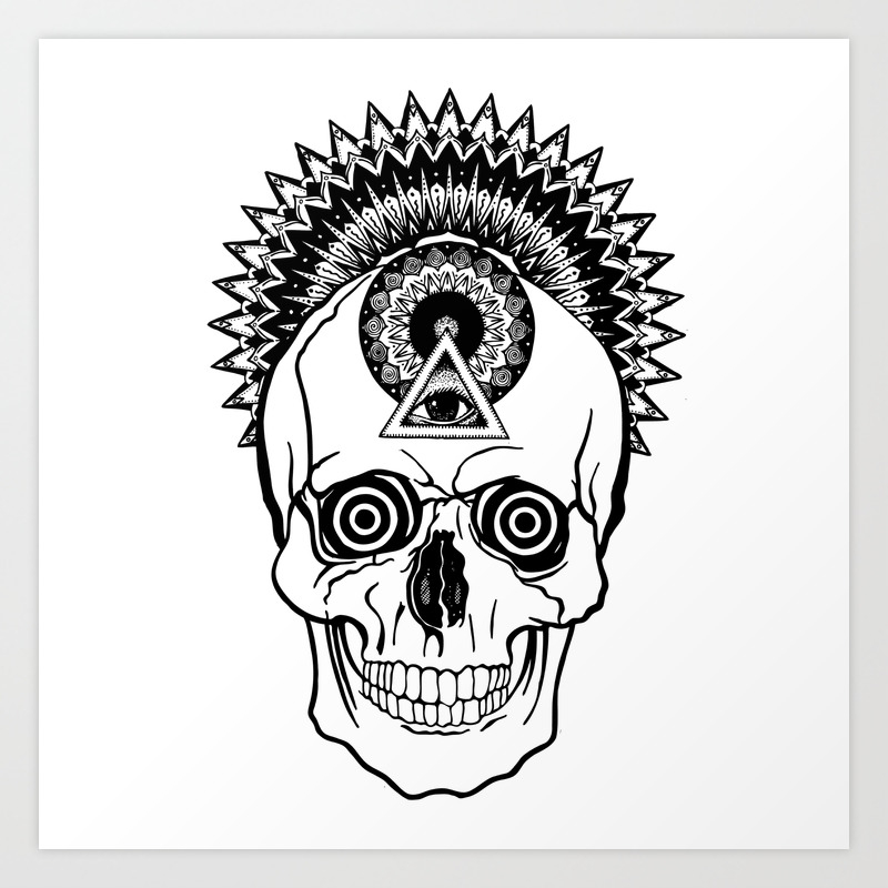3rd Eye Mandala Skull Art Print By Qodiaz Society6