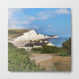 Seven Sisters country park tall white chalk cliffs, East Sussex, UK Metal Print | Cottage, Coastline, Photo, Uk, Tourism, Europe, Beach, Famousplace, Eastsussex, Water 