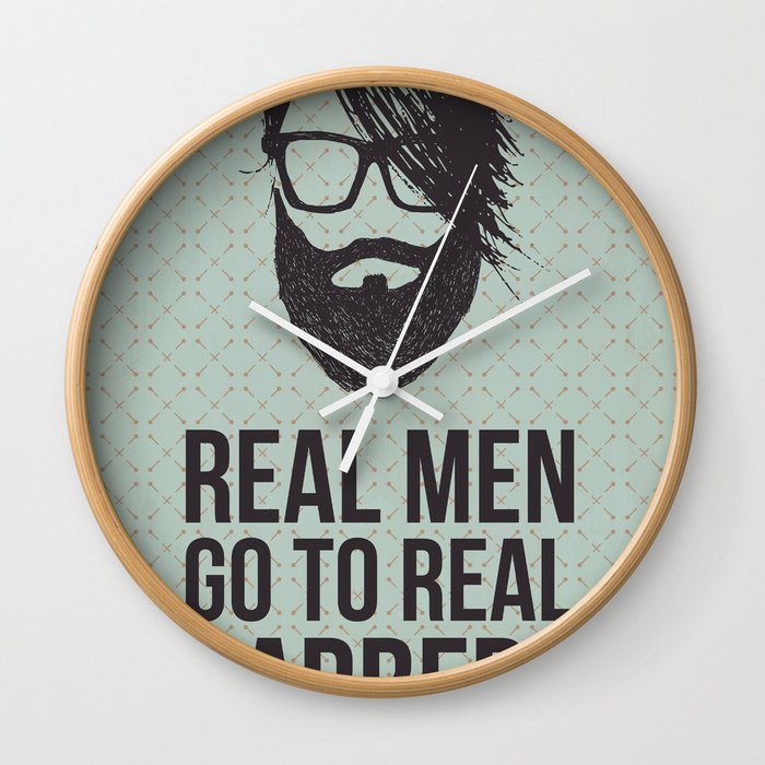 Real men go to real barbers Wall Clock