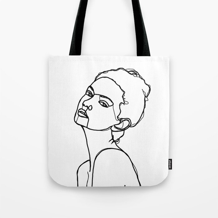 Women Face One Line Drawing Adel Tote Bag By Thecolourstudy Society6,How To Draw Jasmine Flower Step By Step Easy
