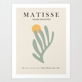 Matisse The Cut Outs Exhibition Poster, Sage Green Leaf and Yellow Art Print