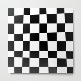 Abstract Checker Pattern 223 Black and White Metal Print