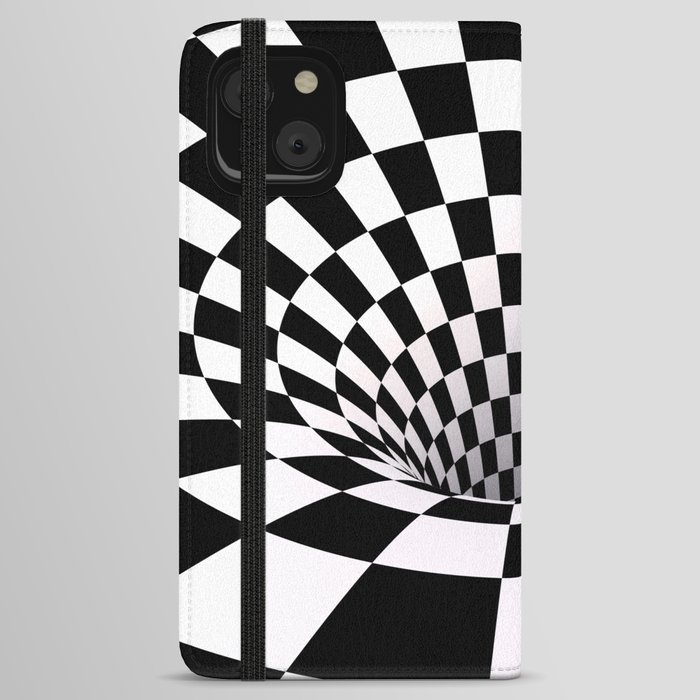 Op Art Checkered Vortex iPhone Wallet Case