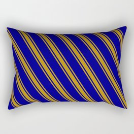 [ Thumbnail: Blue & Dark Goldenrod Colored Lines Pattern Rectangular Pillow ]